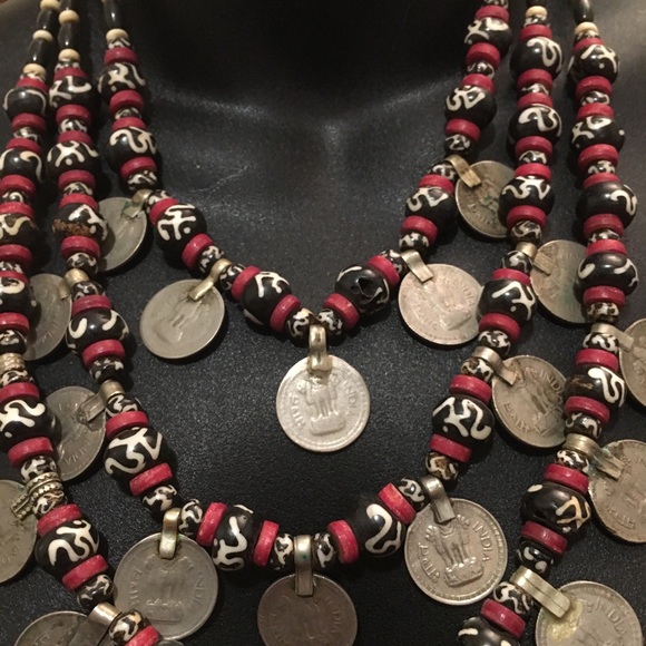 Gypsy Rajasthani Aum coin necklace India - Picture 2 of 4